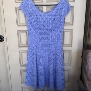 Xhileration Summer Dress Lavender Fit/Flare Cross Back SzM Over Lace Zipper